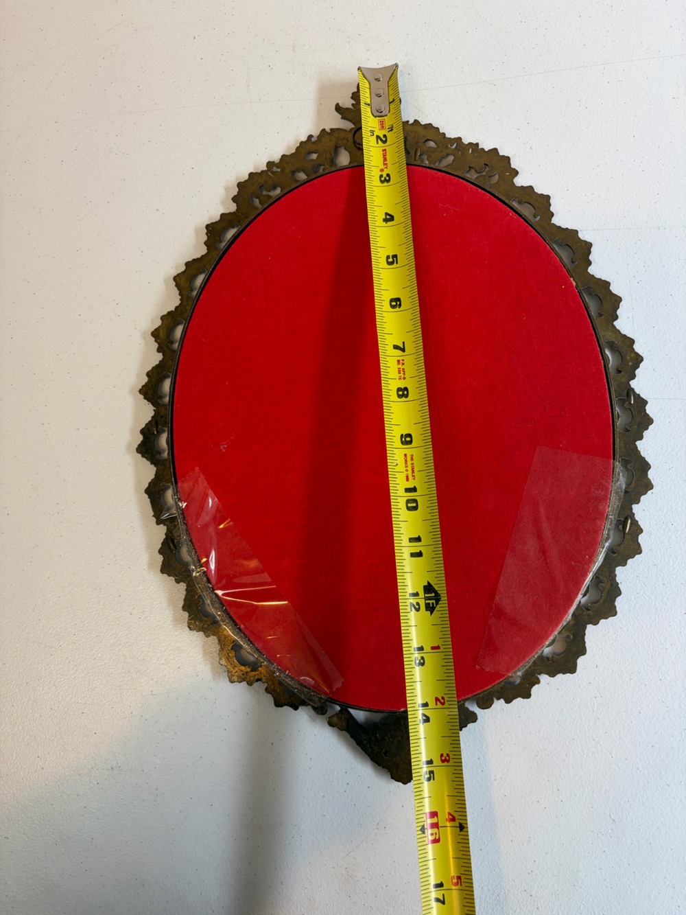 Vintage Convex Glass Landscape Art Ornate Metal Oval Frame Rococo Wall Decor - Picture 9 of 10